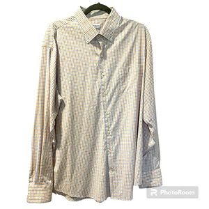 Peter Millar Men’s Long Sleeve Shirt Size XL Plaid Blue Yellow Button Down Shirt